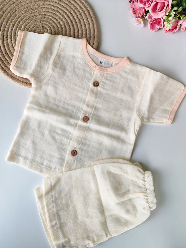 Muslin Co ord Set - Peach