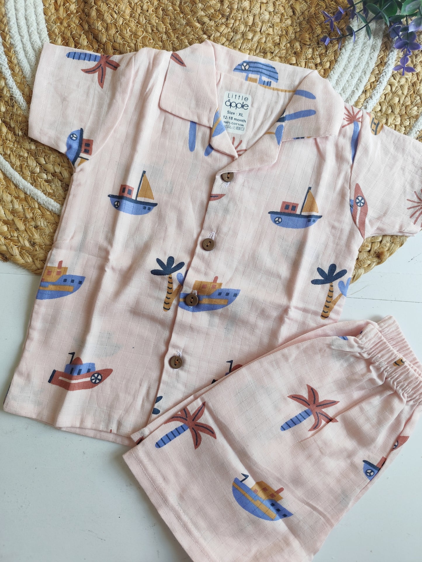 Muslin Cubin Collared Co Ord Set - Ship