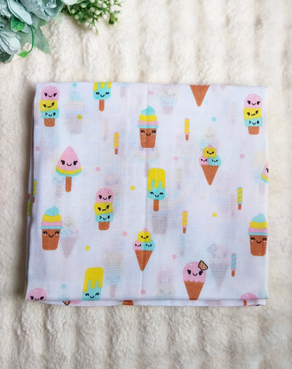 Muslin Bath Towels - Icecream Print (70*145 cm)