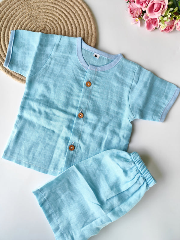 Muslin Co ord Set - Teal Blue