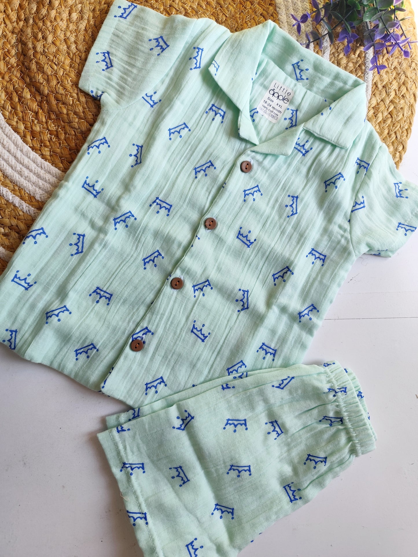 Muslin Cubin Collared Co Ord Set - Crown