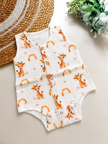 Muslin Onesies - Giraffe & Rainbow