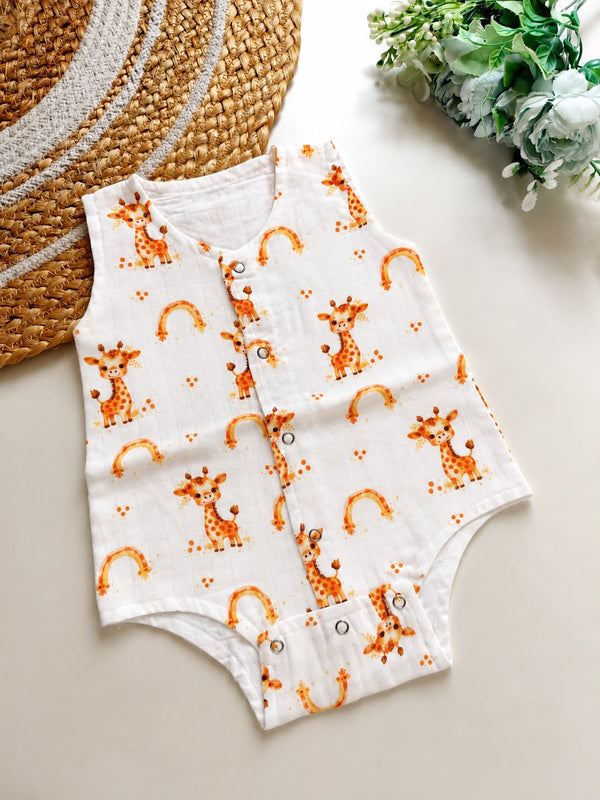 Muslin Onesies - Giraffe & Rainbow