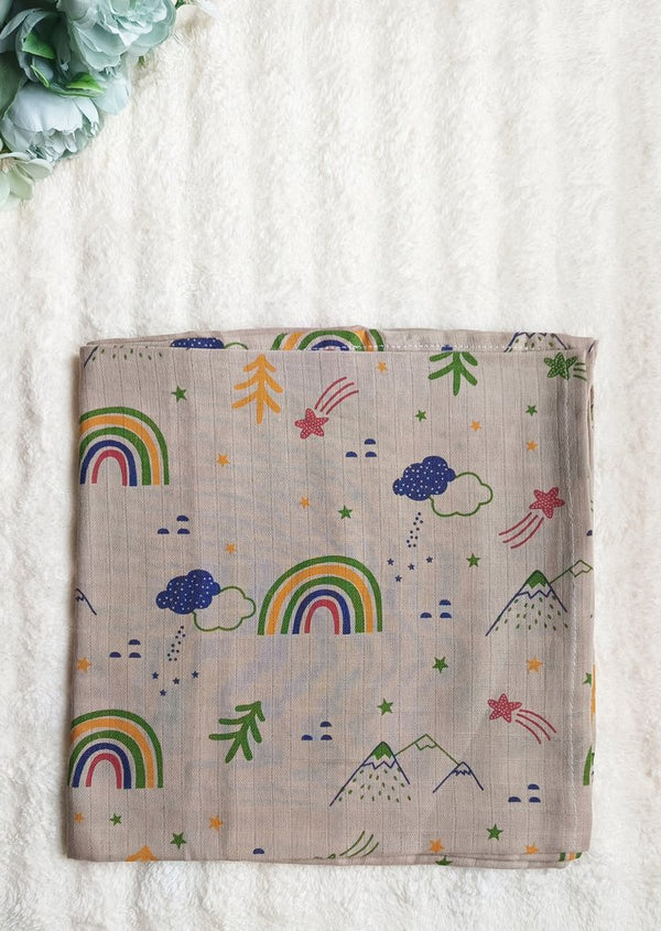 Coloured Muslin Towel/Swaddle - Rainbow