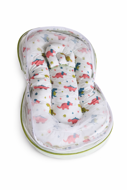 Organic Cotton Sleeping Net Bed - Dino Print