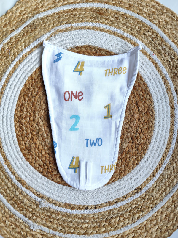 White Muslin Nappy -Numbers (0 - 3 Months) - 5 Layered