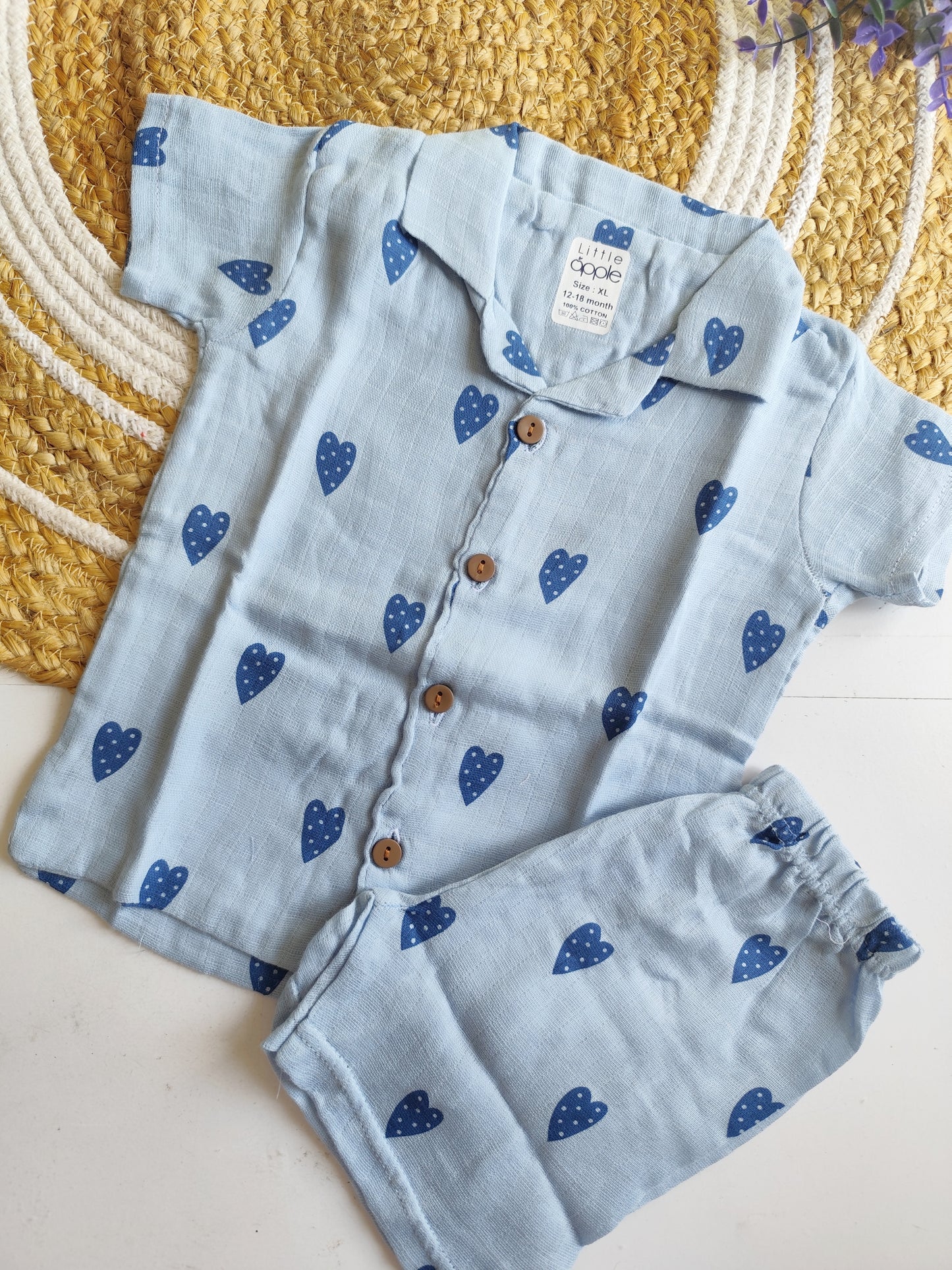 Muslin Cubin Collared Co Ord Set - Heart