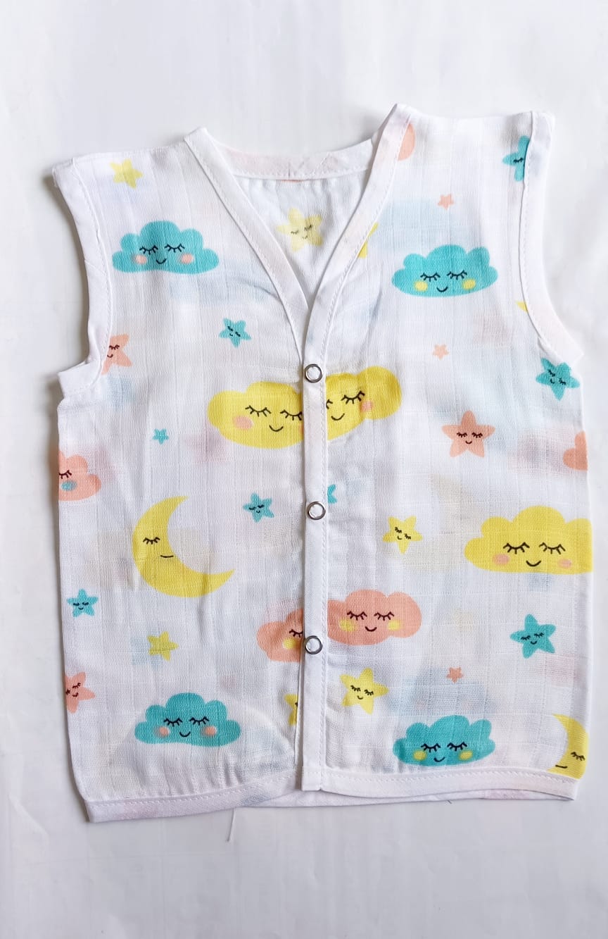 Muslin Button Jablas - Clouds