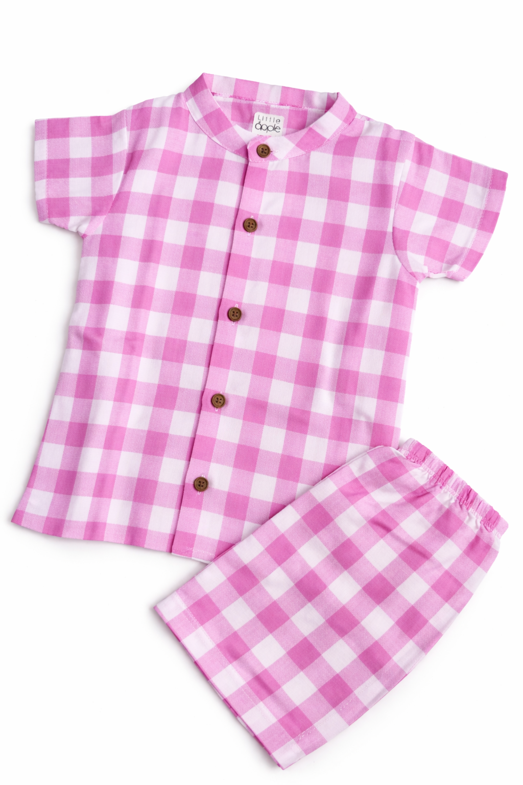 Muslin Collared Co Ord Set - Pink Checks