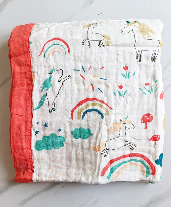 Muslin Crinkled Blanket - Horse Print (110*110cm)