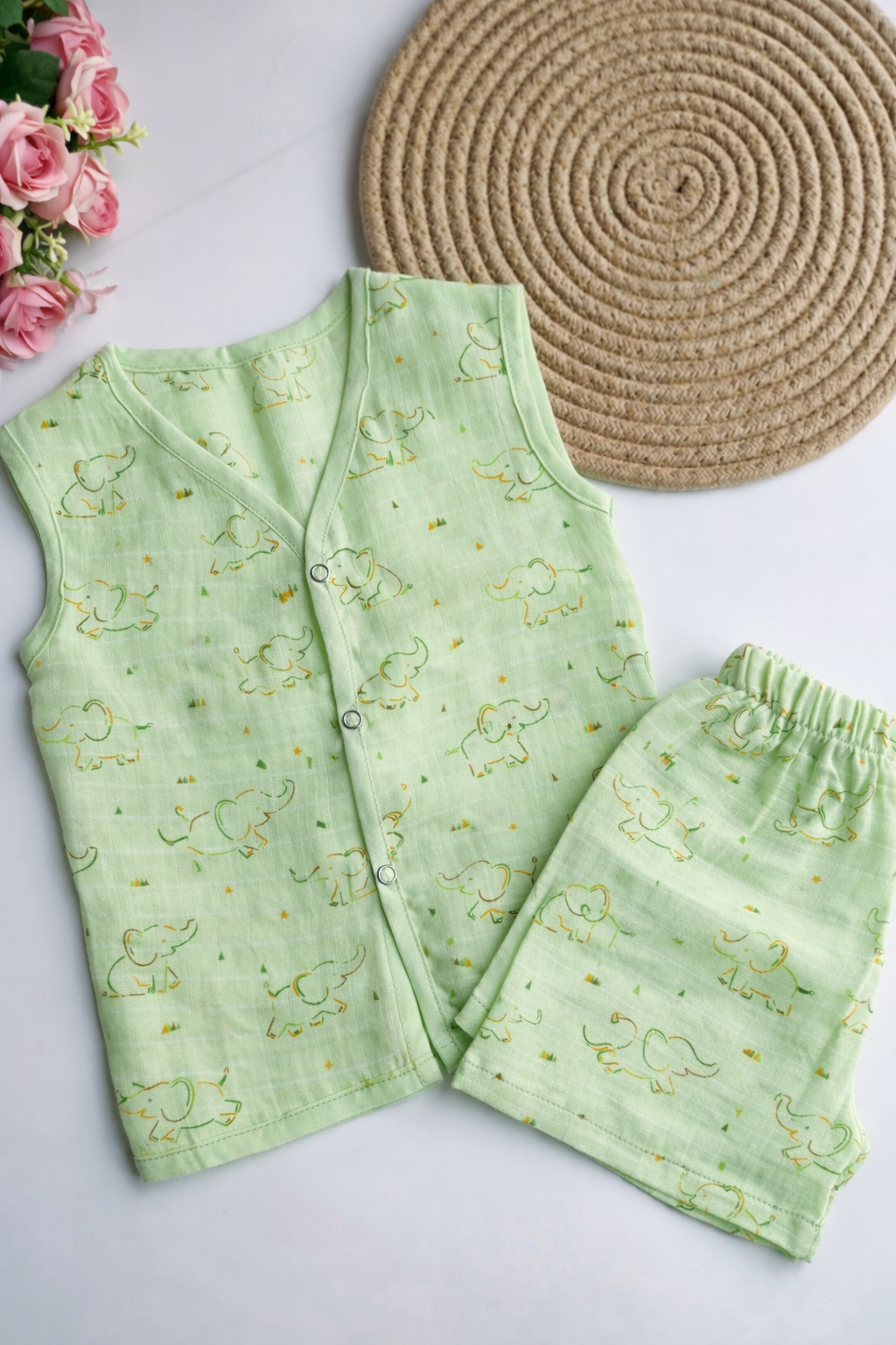 Muslin Coloured Co-Ord Sets - Elephant