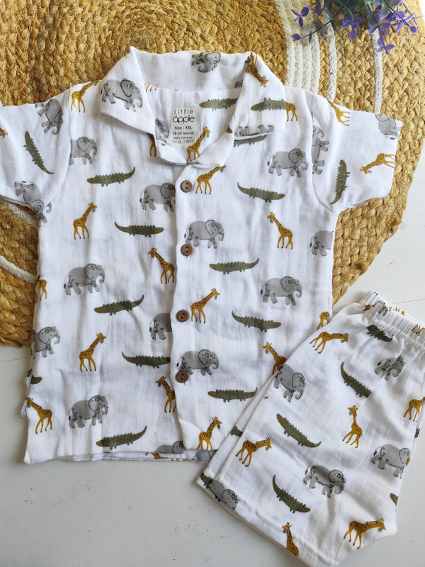 Muslin Cubin Collared Co Ord Set - Animal