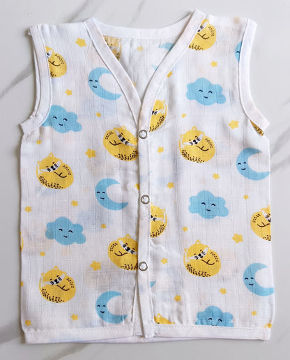 Muslin Button Jablas - Cat & Moon