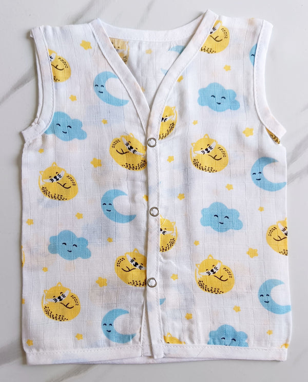 Muslin Button Jablas - Cat & Moon