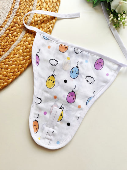 White Muslin 4 layered Nappy - Balloon