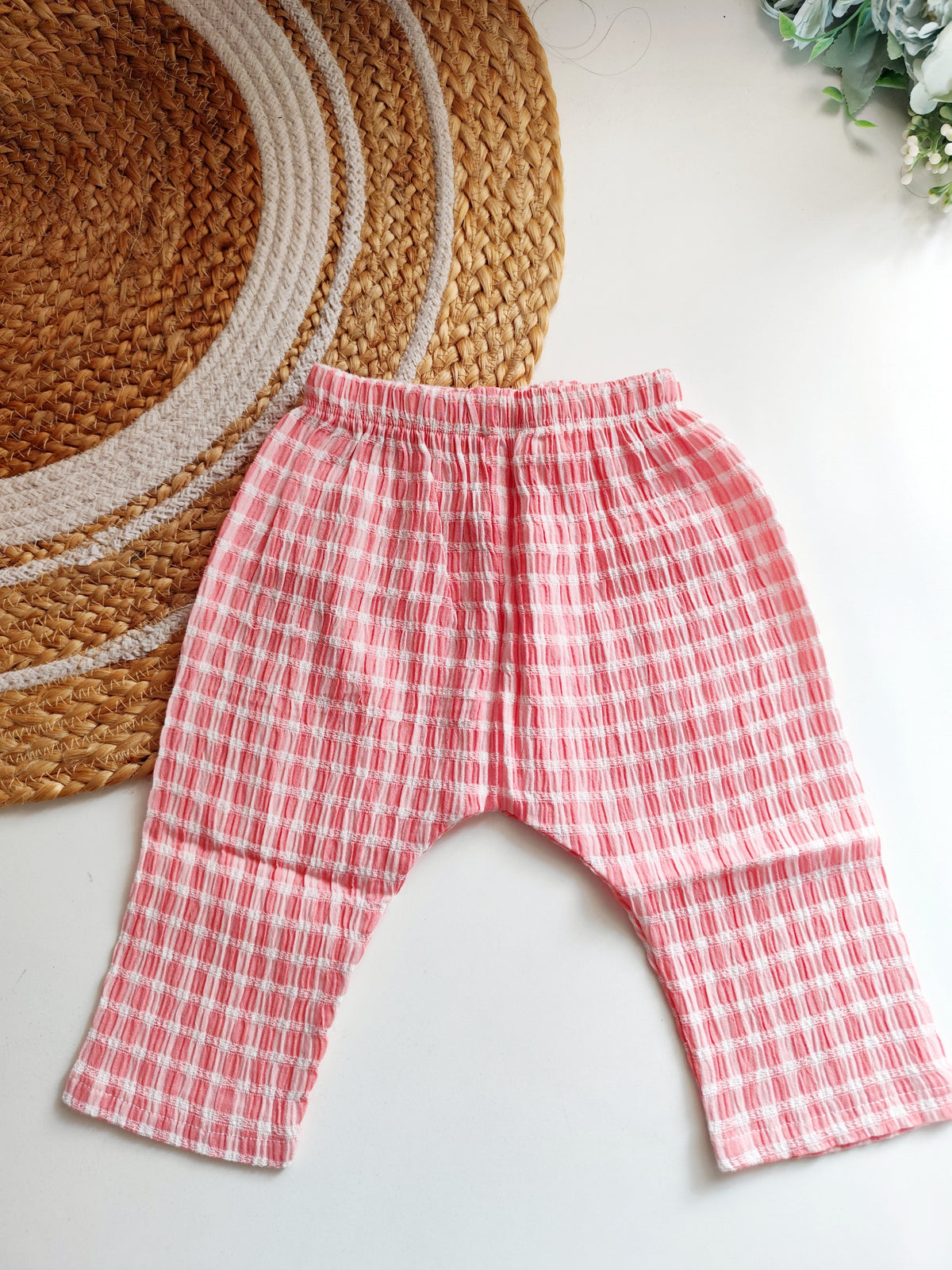 Cotton Co ord Sets- Coral Pink Check
