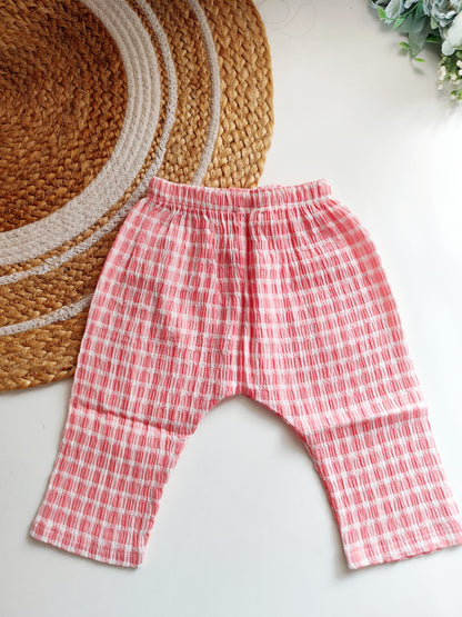 Cotton Co ord Sets- Coral Pink Check