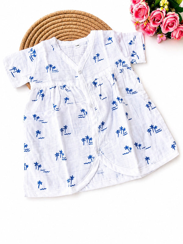 Muslin Half Sleeve Frock - Trees