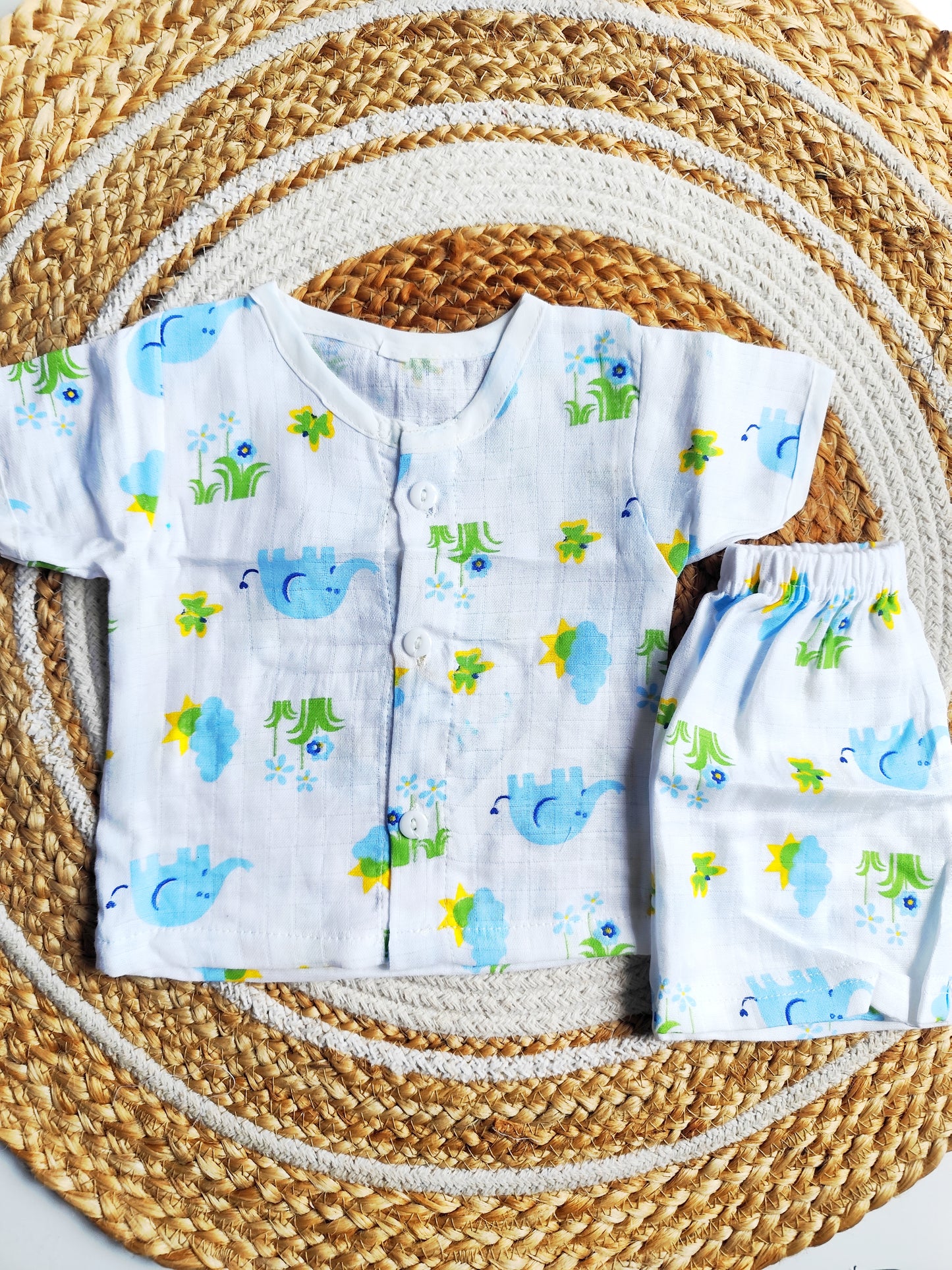 Muslin Half Sleeves Set - Elephant