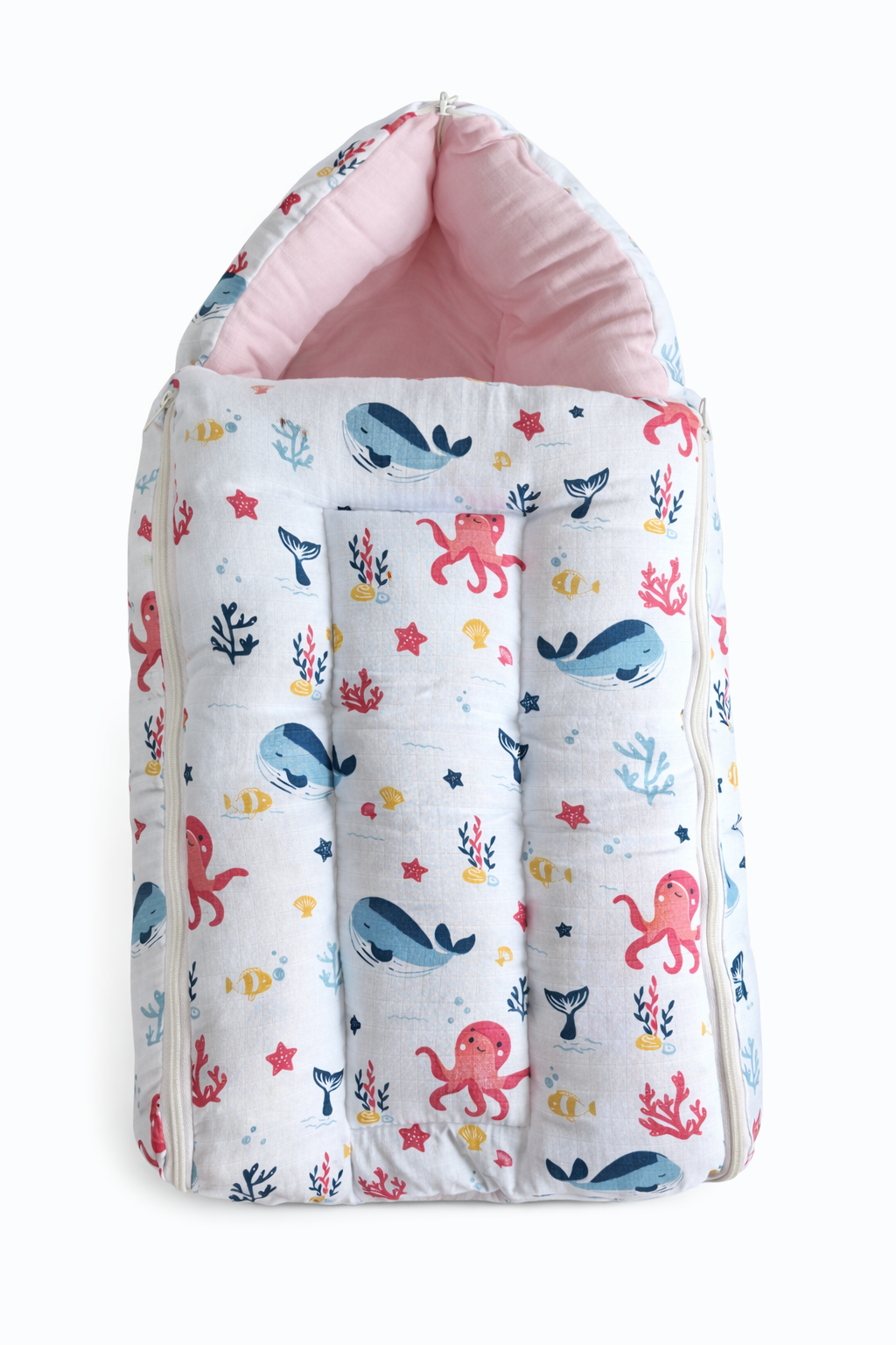 Organic Muslin Carry Bed - Sea Themed Print