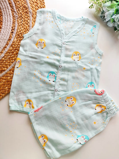 Muslin Co-Ord Set - Penguin
