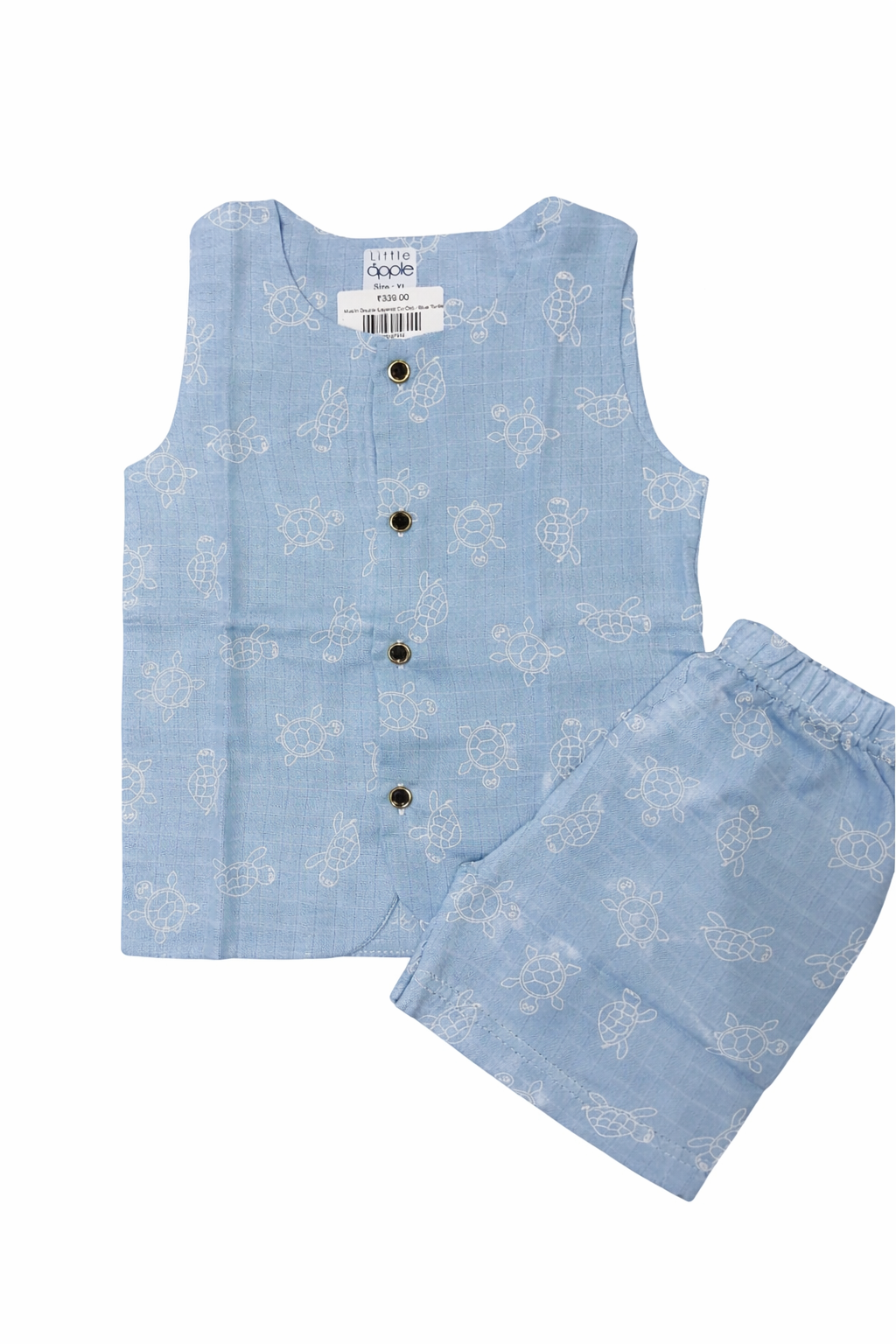 Muslin Double Layered Co Ord Set - Blue Turtle