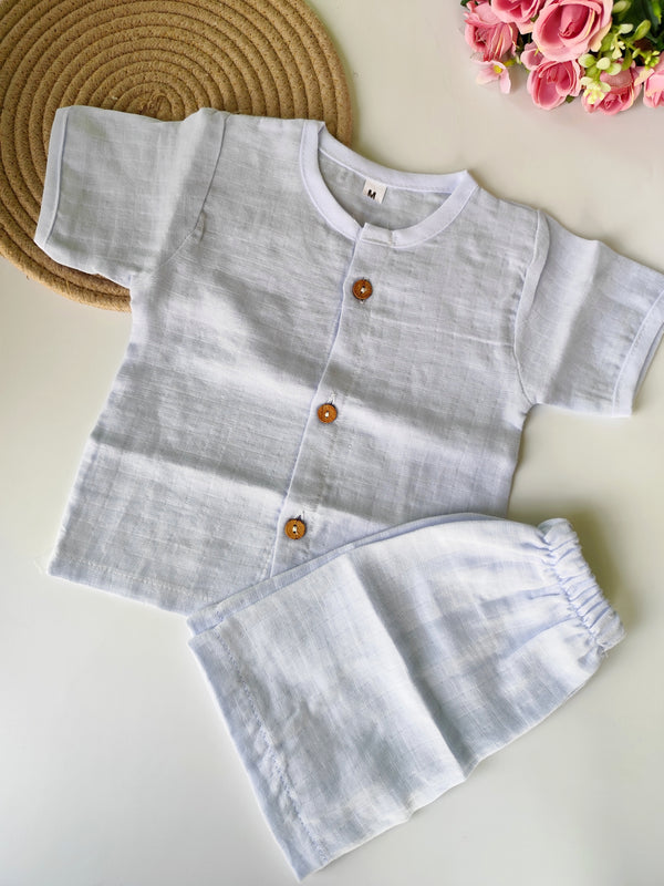 Muslin Co ord Set - Grey Blue