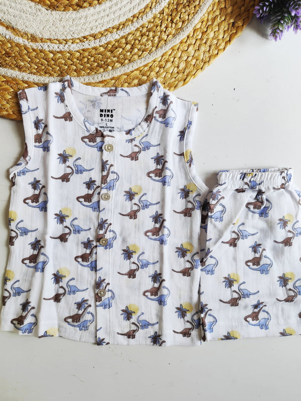 Dino Print Muslin Co Ord Set