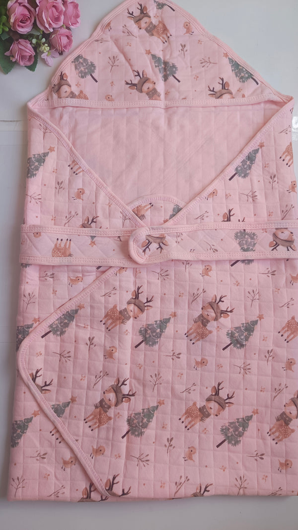 Muslin Blanket/Hooded Wrapper - Deer Print