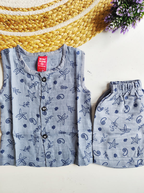 Star Fish Print Muslin Co Ord Set