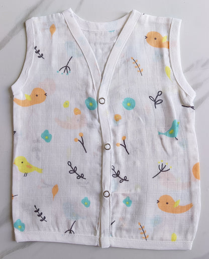 Muslin Button Jablas - Orange Bird