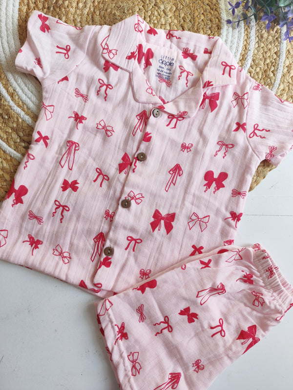 Muslin Cubin Collared Co Ord Set - Bow