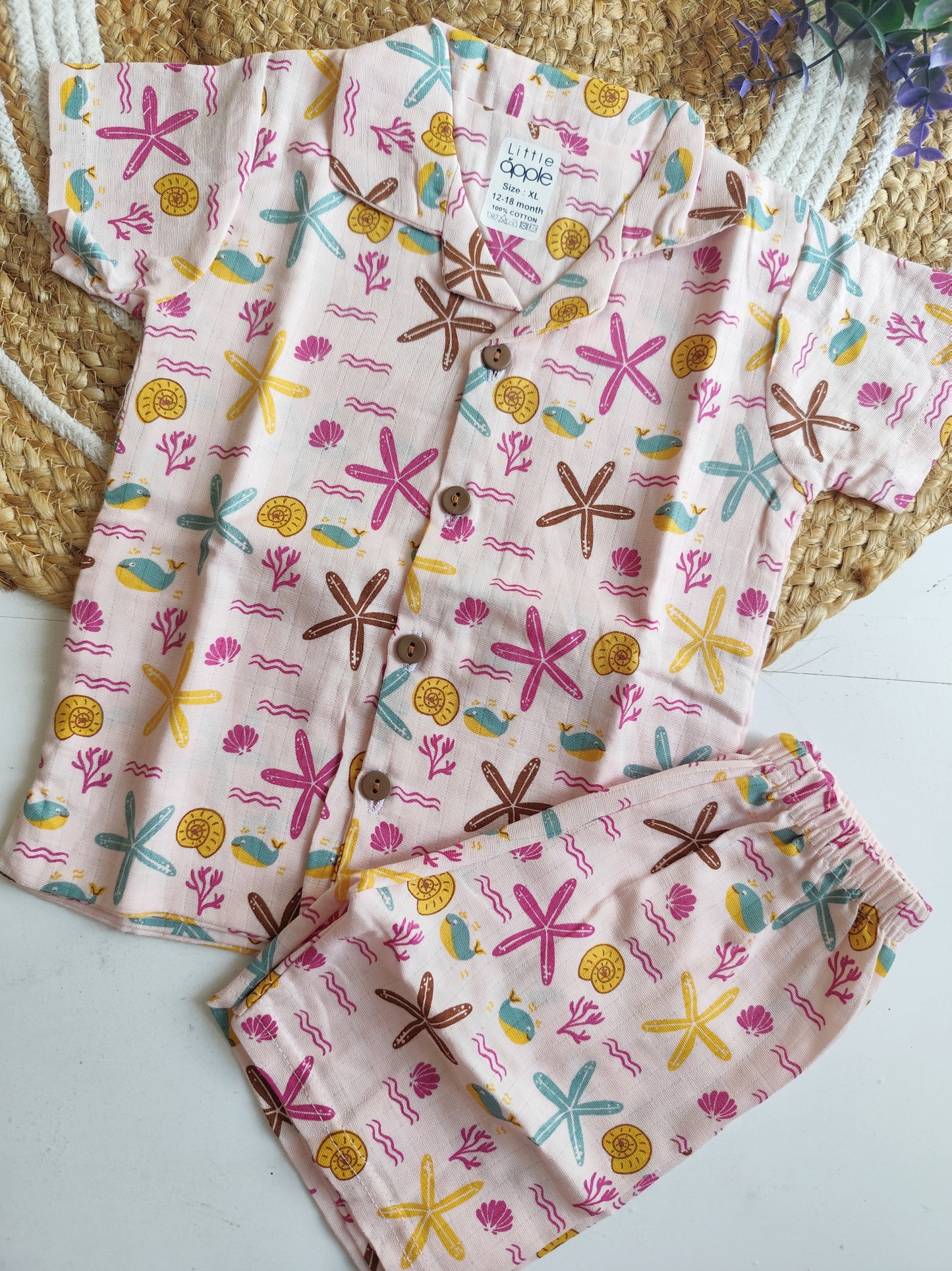 Muslin Cubin Collared Co Ord Set - Star Fish