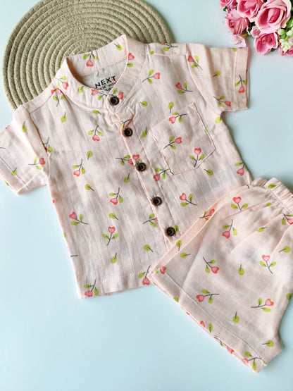 Muslin Collared Co Ord Set - Floral